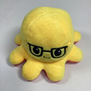 Tee Turtle Octopus Reversible Flip Mood Plush Stuffed Toy Yellow Pink Glasses 4"